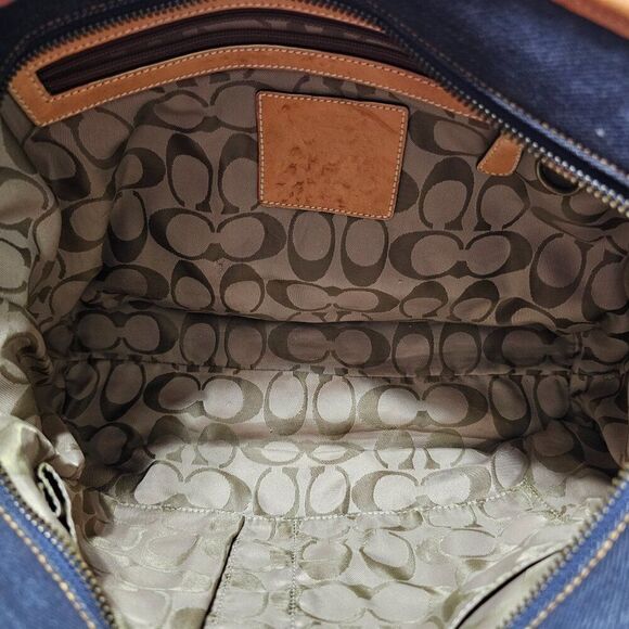 Rare! Vintage LARGE Y2k Coach Denim Tote Purse - Picture 8 of 9
